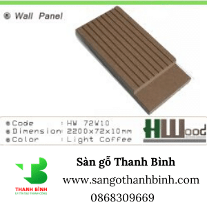 San go Nhua Ngoai Troi Hwood Wall panel Ma HW 72w10 Light coffee