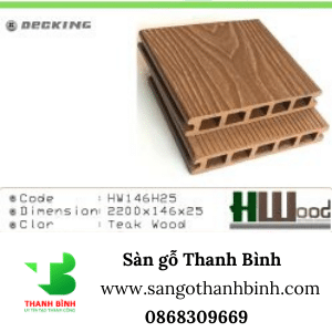 San go nhua ngoai troi Hwood Decking Ma HW 145H25 Teak Wood