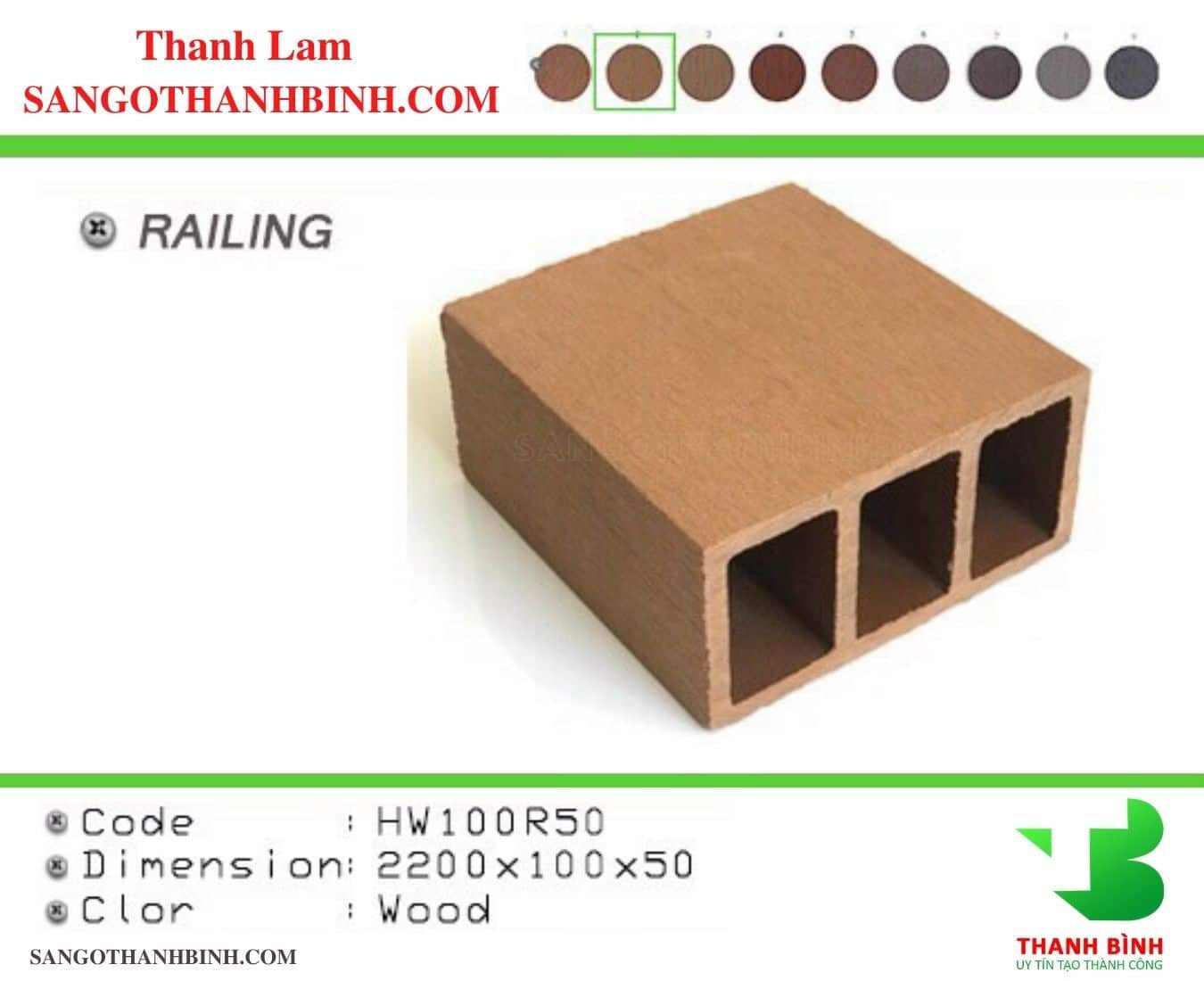 Thanh Lam Go Nhua Trang Tri Ngoai That Ma HW100R50 Wood