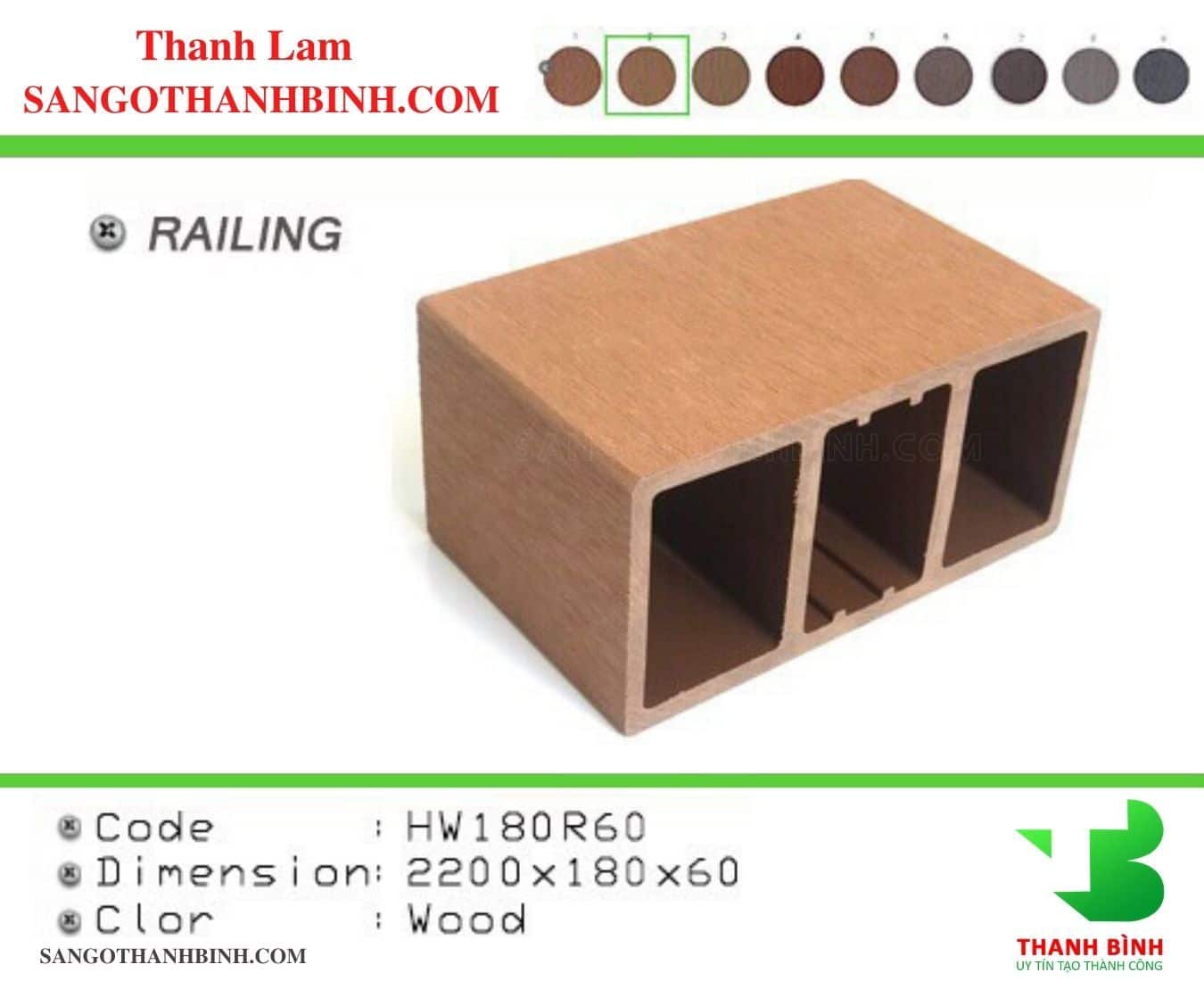 Thanh Lam Go Nhua Trang Tri Ngoai That Ma HW180R60 Wood