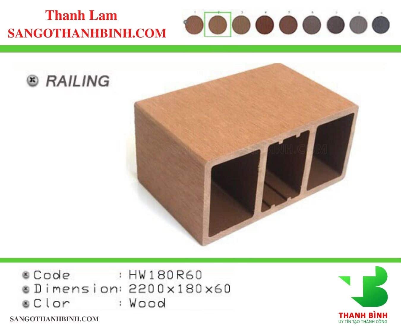 Thanh Lam Go Nhua Trang Tri Ngoai That Ma HW180R80 Wood