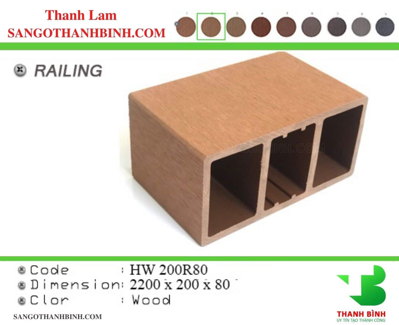 Thanh Lam Go Nhua Trang Tri Ngoai That Ma HW200R80 Wood
