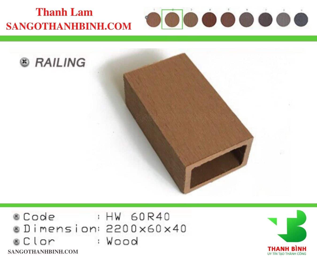Thanh Lam Go Nhua Trang Tri Ngoai That Ma HW60R40 Wood 1