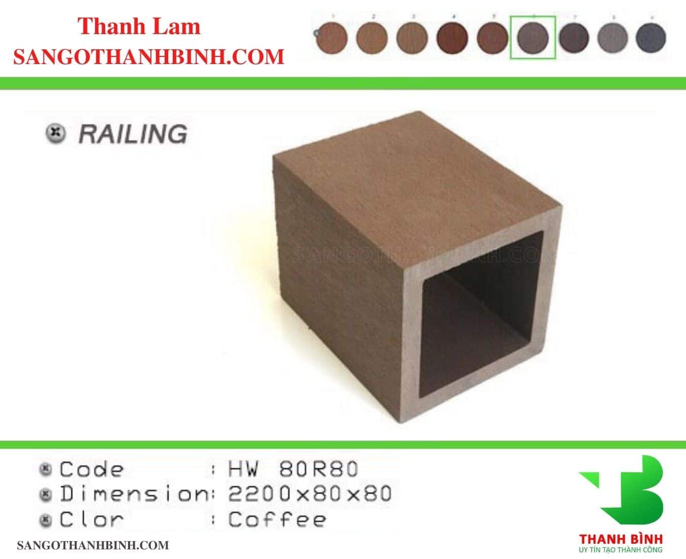Thanh Lam Go Nhua Trang Tri Ngoai That Ma HW80R80 Coffee