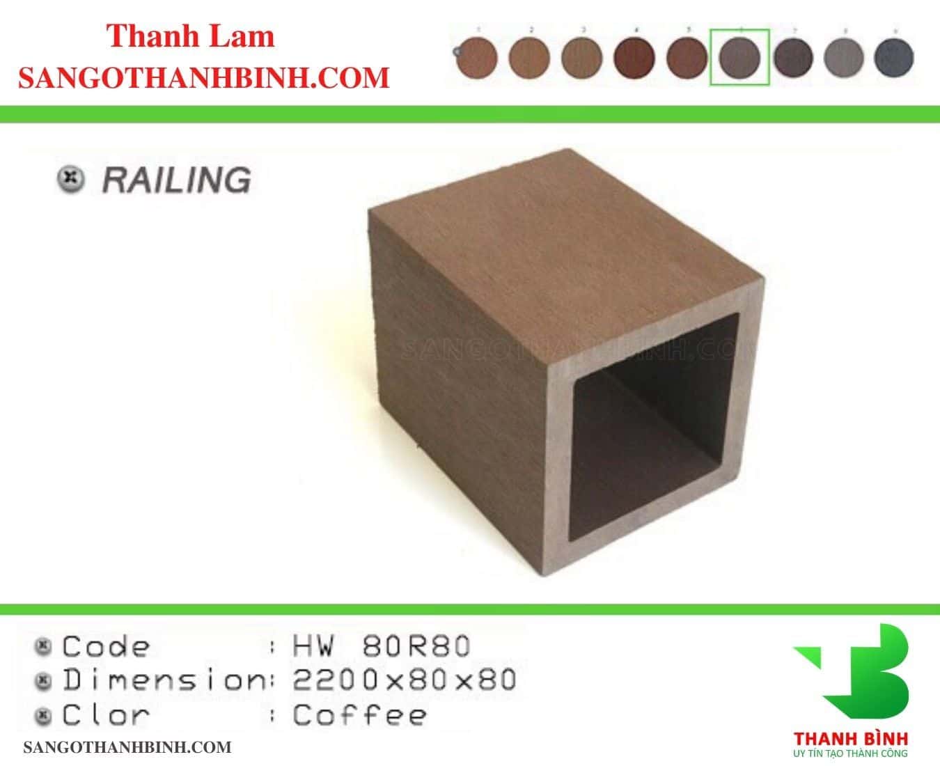 Thanh Lam Go Nhua Trang Tri Ngoai That Ma HW80R80 Wood