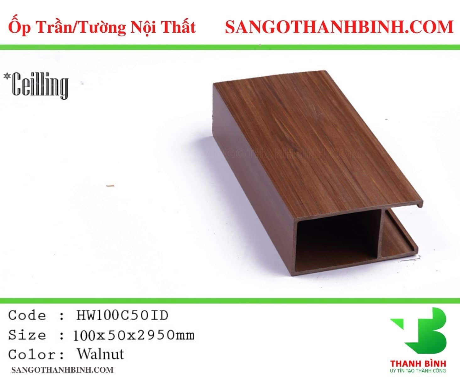 Thanh Lam Go Nhua Trang Tri Noi That Ma HW100C50ID Walnut