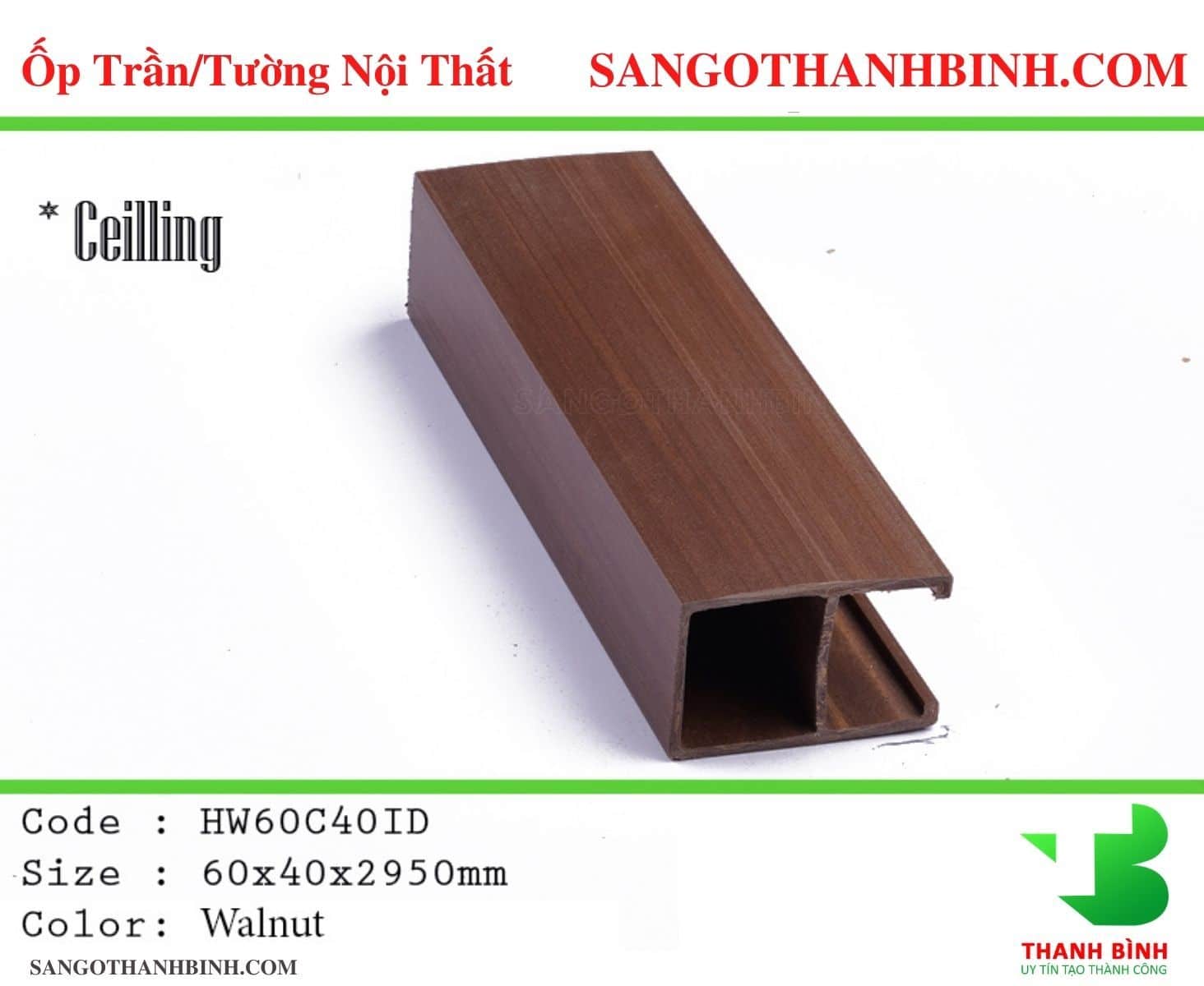 Thanh Lam Go Nhua Trang Tri Noi That Ma HW60C40ID Walnut