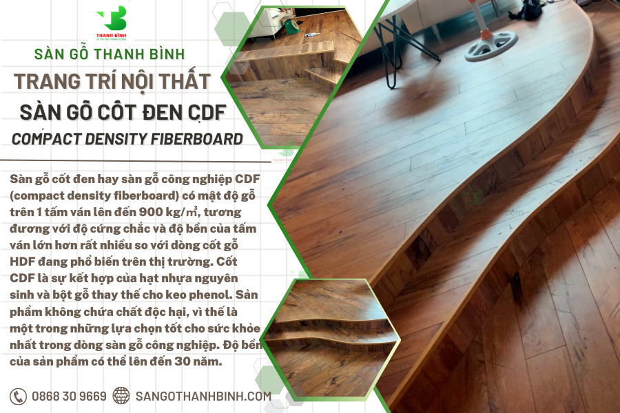 sàn gỗ cốt đen CDF (Compact Density Fiberboard)